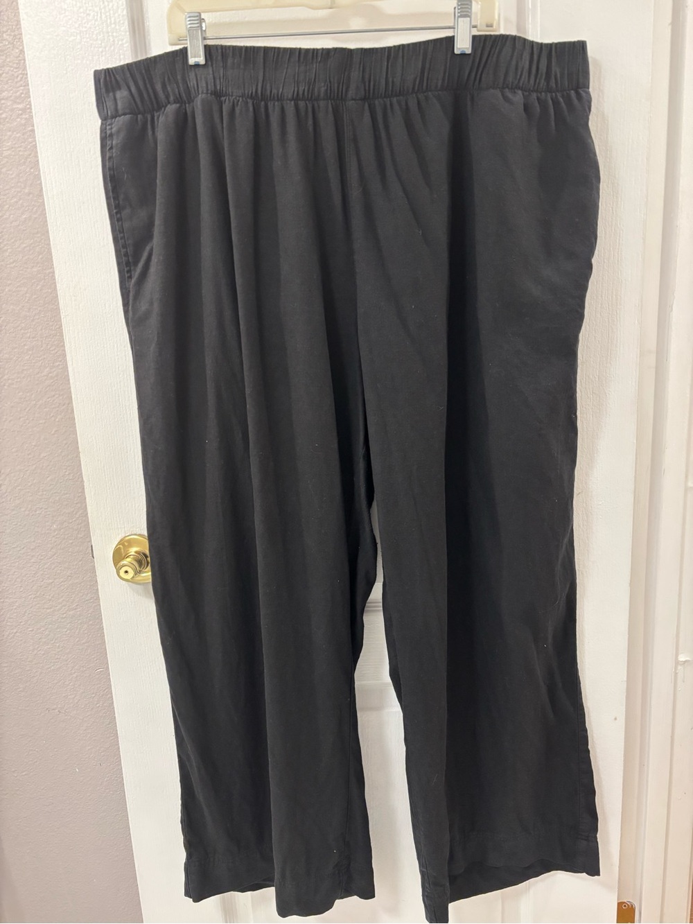 Old Navy Black High Rise Wide Leg Linen Blend Pull-On Pants